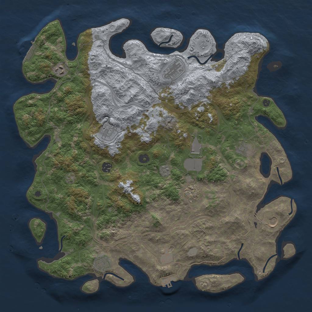 Rust Map: Procedural Map, Size: 4500, Seed: 1267760683, 20 Monuments