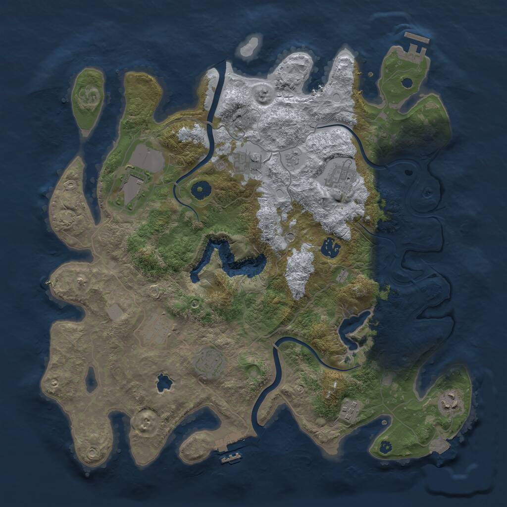 Rust Map: Procedural Map, Size: 4000, Seed: 572559, 14 Monuments