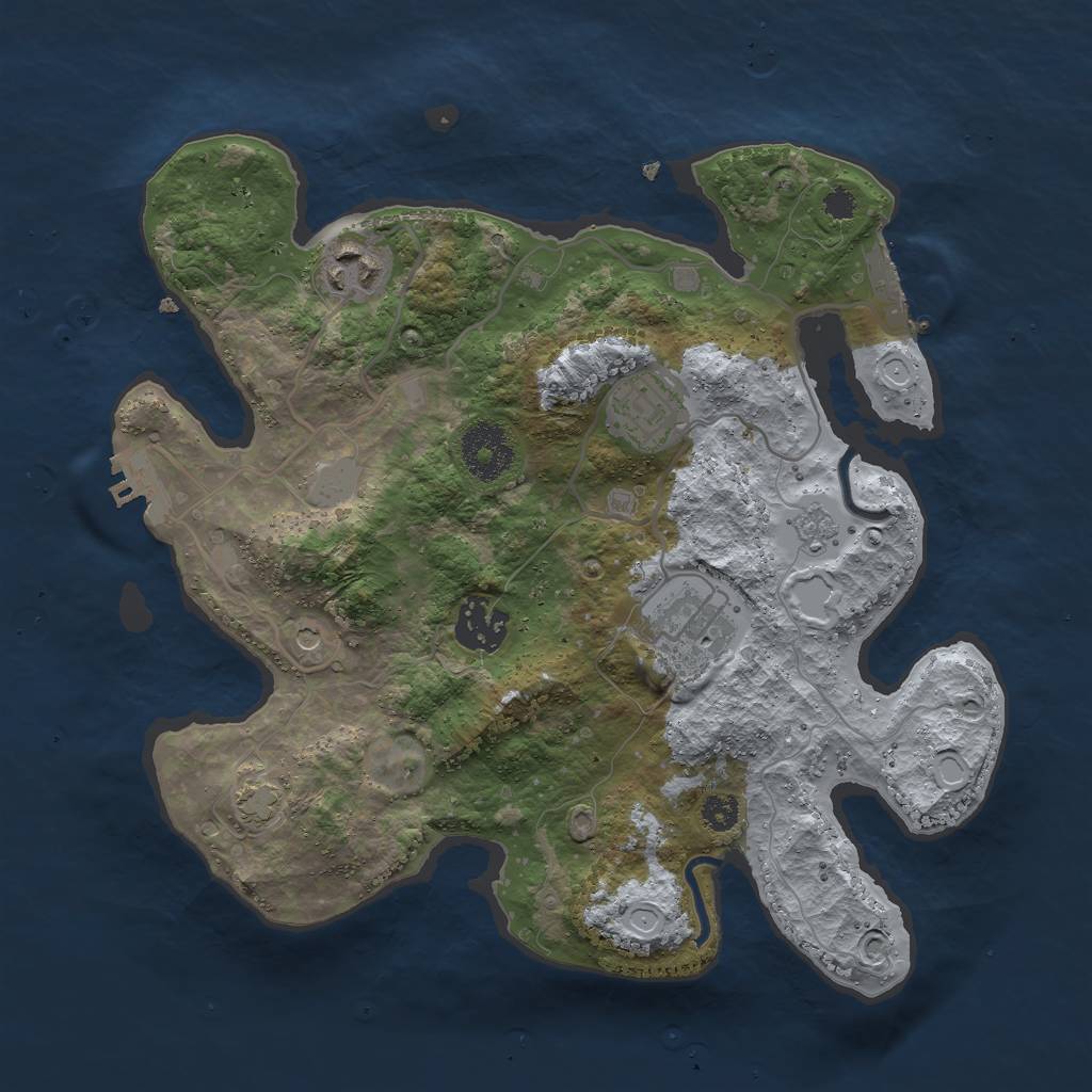Rust Map: Procedural Map, Size: 3000, Seed: 25141, 12 Monuments