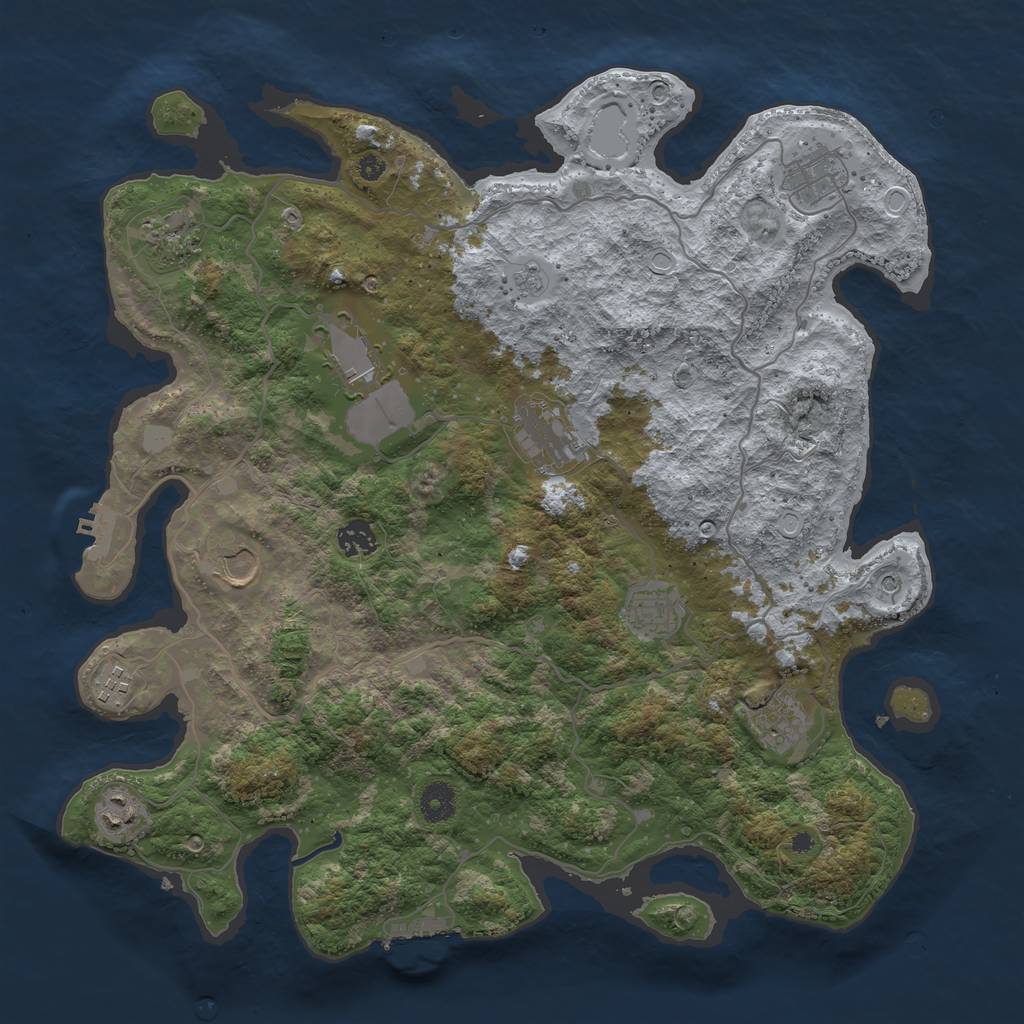 Rust Map: Procedural Map, Size: 4000, Seed: 1876337750, 19 Monuments
