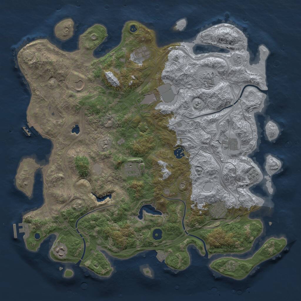 Rust Map: Procedural Map, Size: 4250, Seed: 1007452439, 16 Monuments
