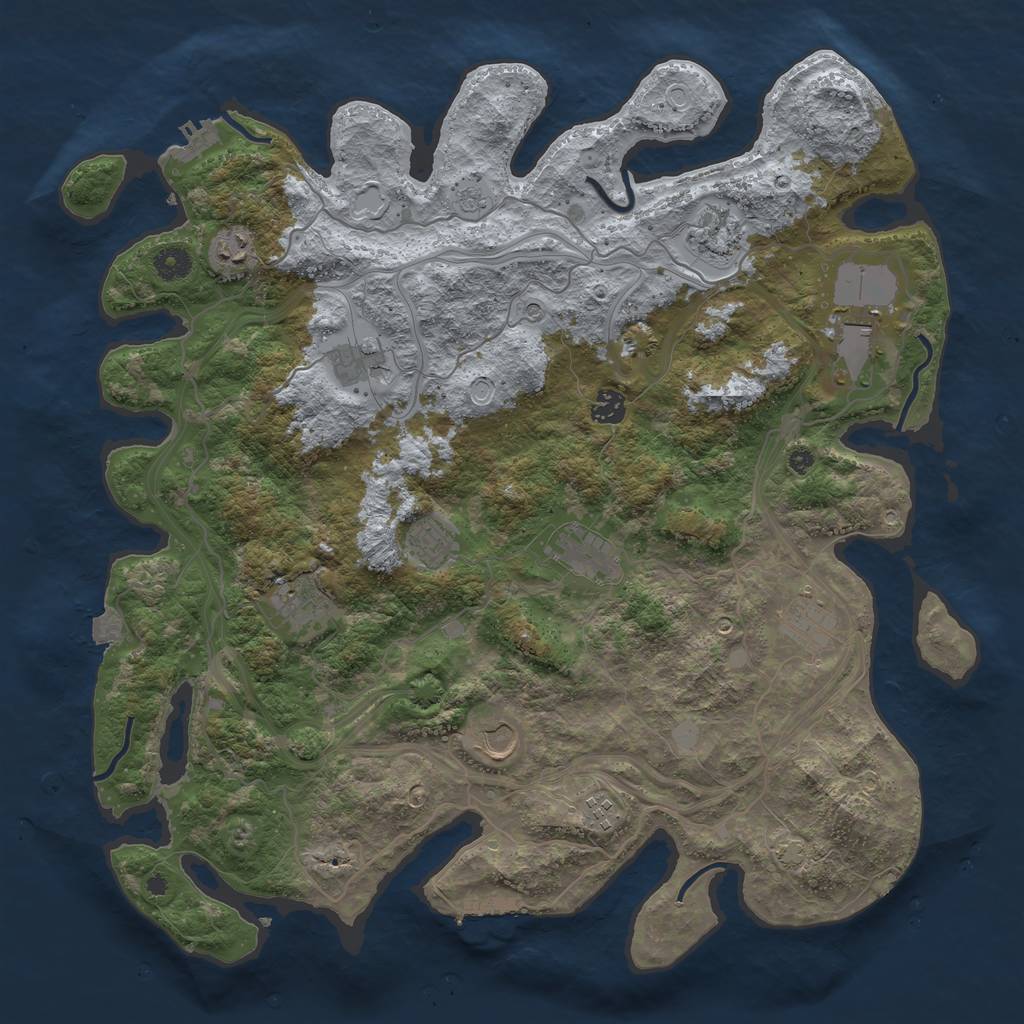 Rust Map: Procedural Map, Size: 4300, Seed: 1322788975, 19 Monuments