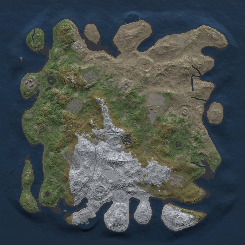 Rust Map: Procedural Map, Size: 4000, Seed: 44507364, 18 Monuments