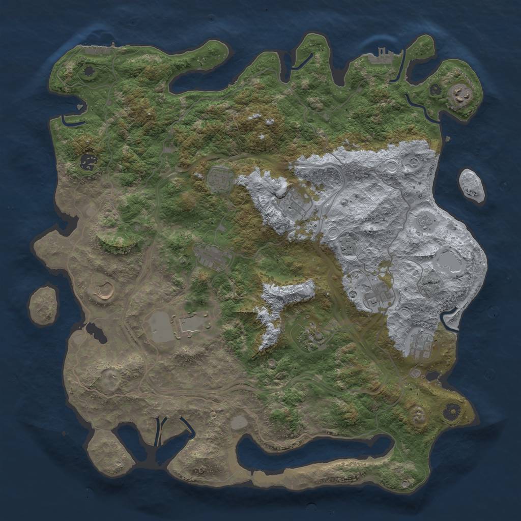 Rust Map: Procedural Map, Size: 4500, Seed: 1776831477, 20 Monuments