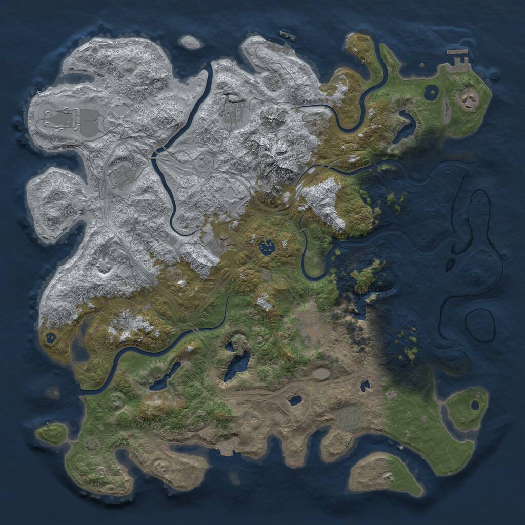 Rust Map: Procedural Map, Size: 5000, Seed: 237753, 16 Monuments