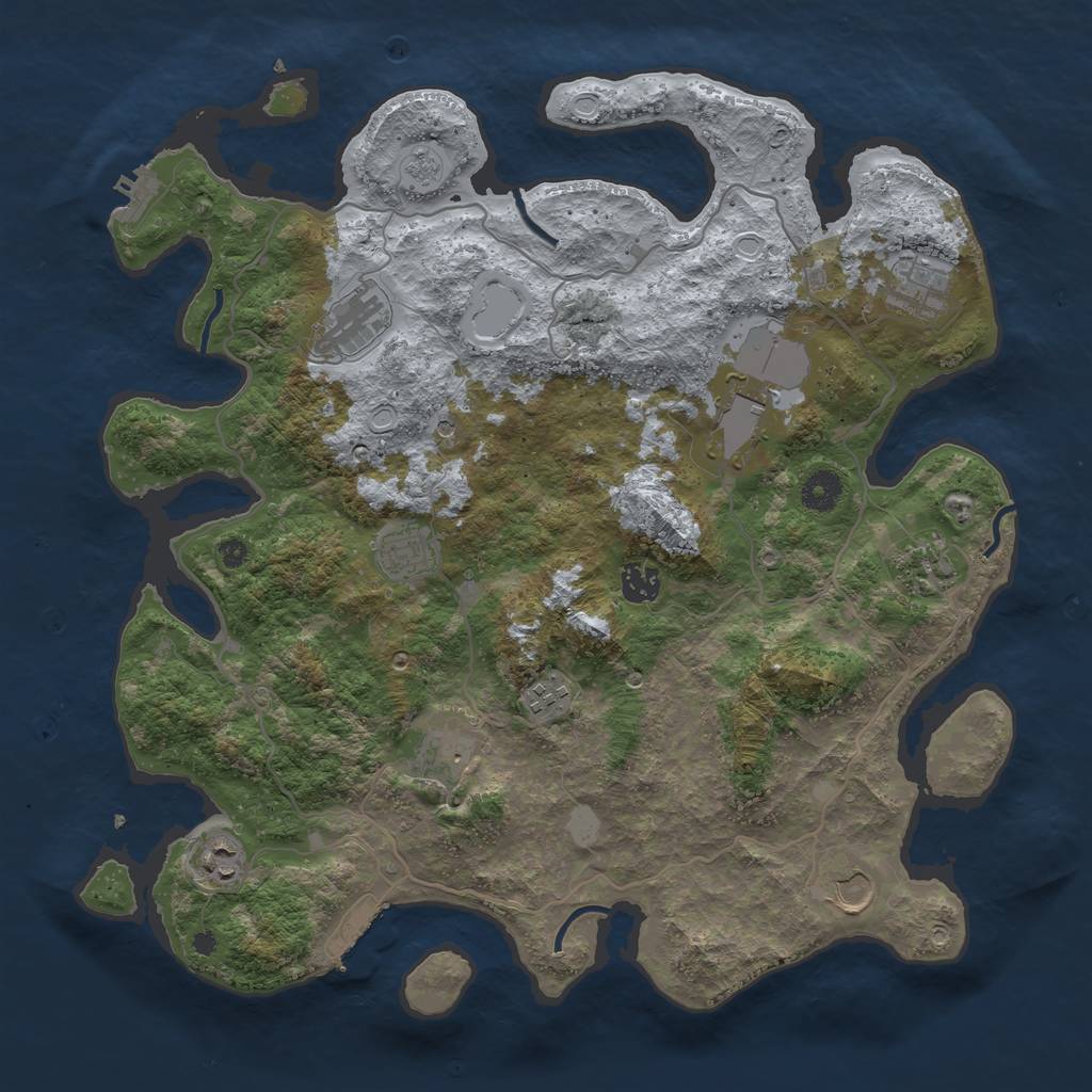 Rust Map: Procedural Map, Size: 4000, Seed: 1247923141, 19 Monuments