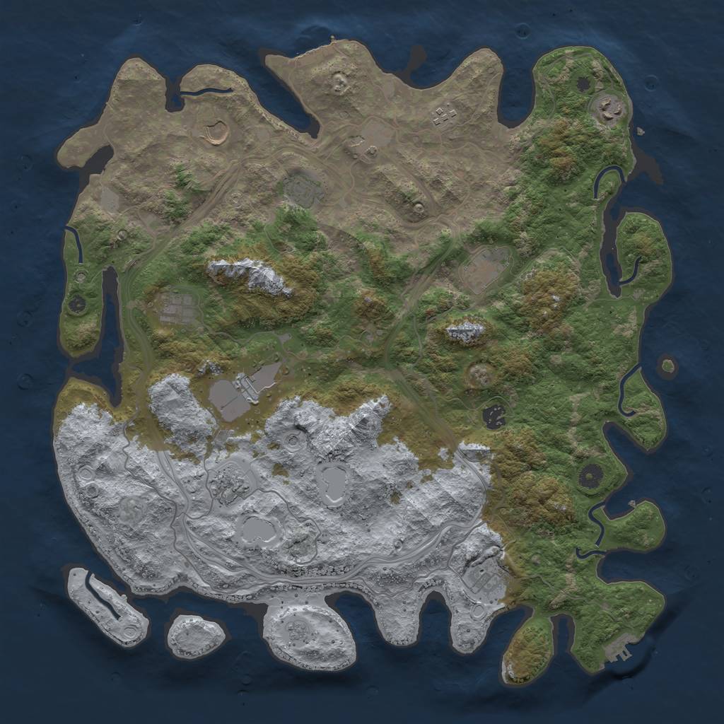 Rust Map: Procedural Map, Size: 4500, Seed: 23333, 18 Monuments