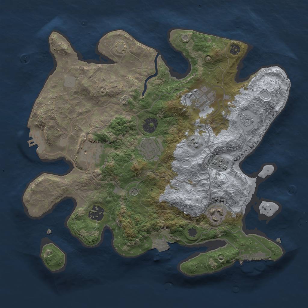 Rust Map: Procedural Map, Size: 3000, Seed: 1366895155, 14 Monuments
