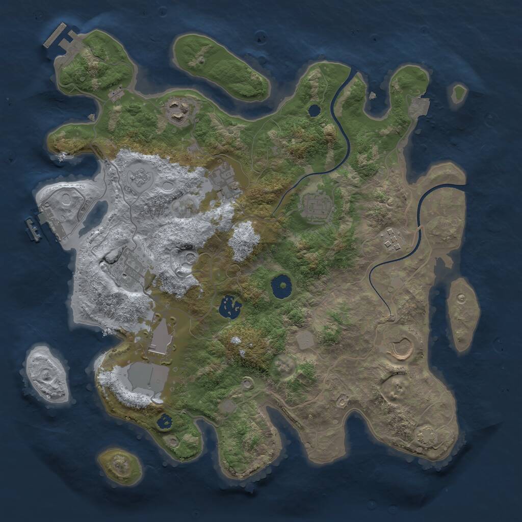 Rust Map: Procedural Map, Size: 3500, Seed: 4153353, 14 Monuments