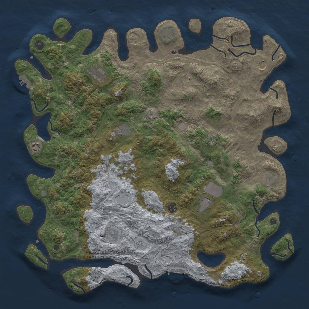Rust Map: Procedural Map, Size: 4800, Seed: 1283090107, 20 Monuments