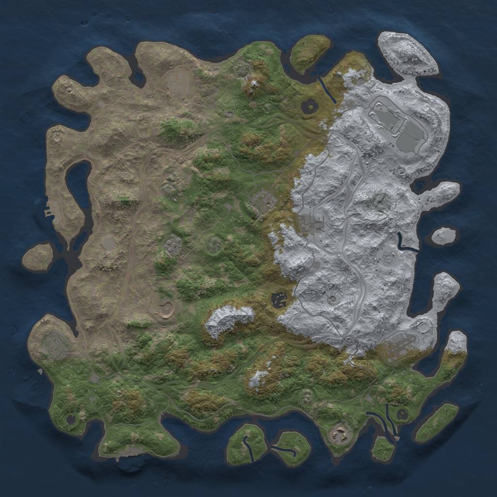 Rust Map: Procedural Map, Size: 4500, Seed: 208141101, 19 Monuments
