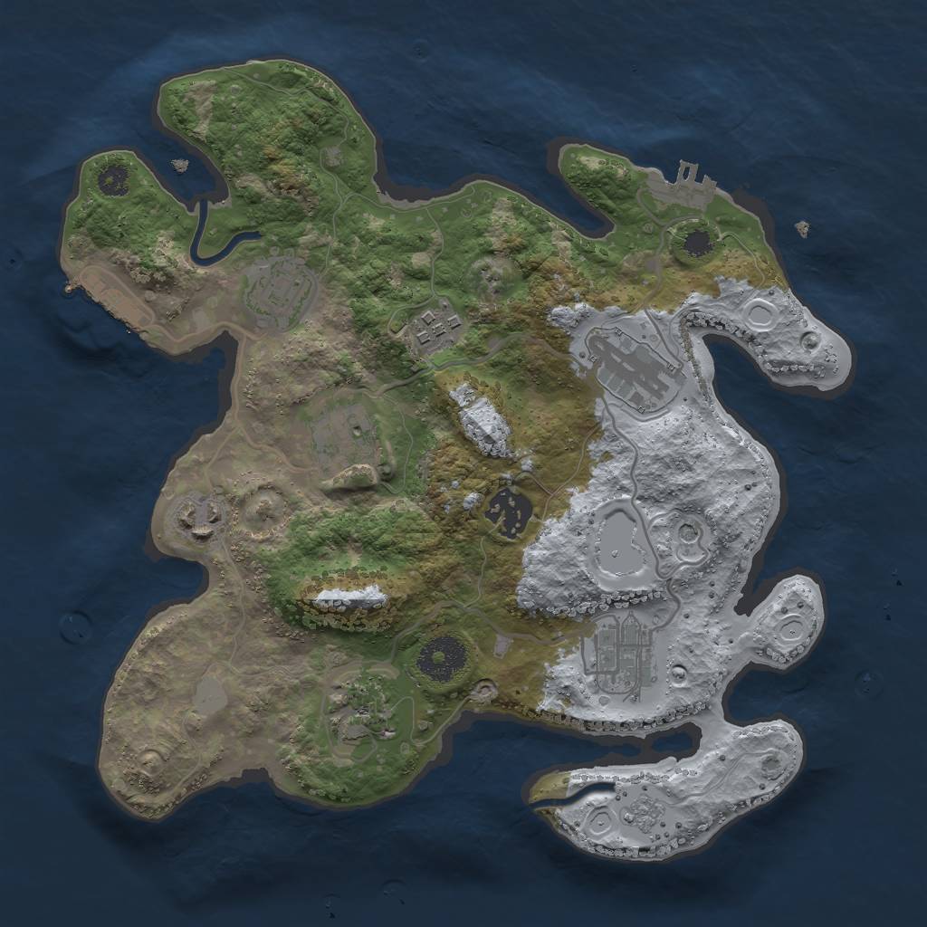 Rust Map: Procedural Map, Size: 3000, Seed: 18276, 17 Monuments