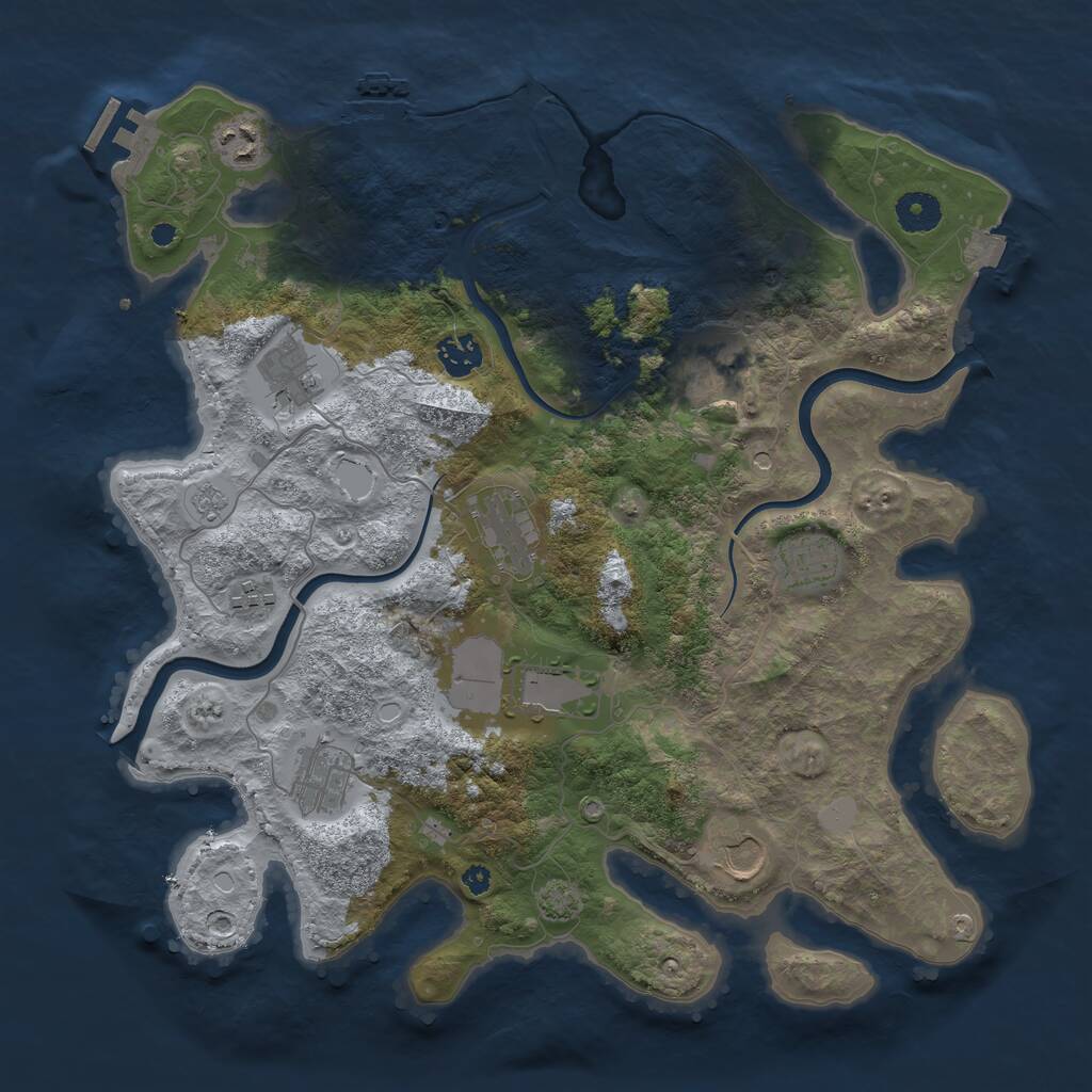 Rust Map: Procedural Map, Size: 3800, Seed: 959987987, 16 Monuments