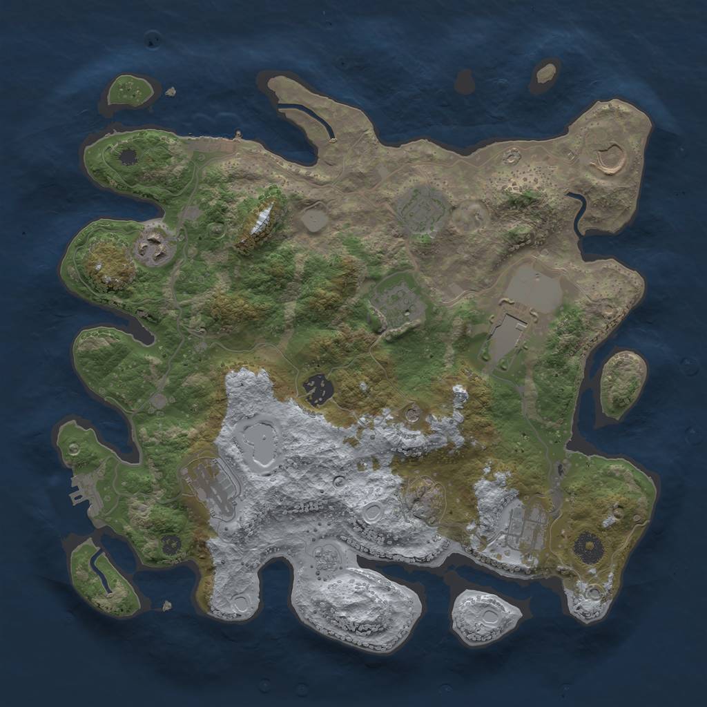Rust Map: Procedural Map, Size: 3500, Seed: 733238987, 15 Monuments
