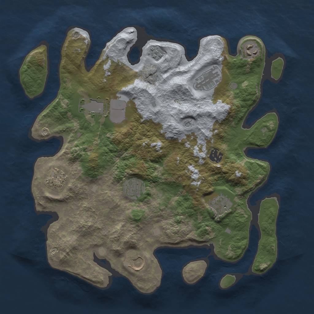 Rust Map: Barren, Size: 3500, Seed: 1508830609, 12 Monuments