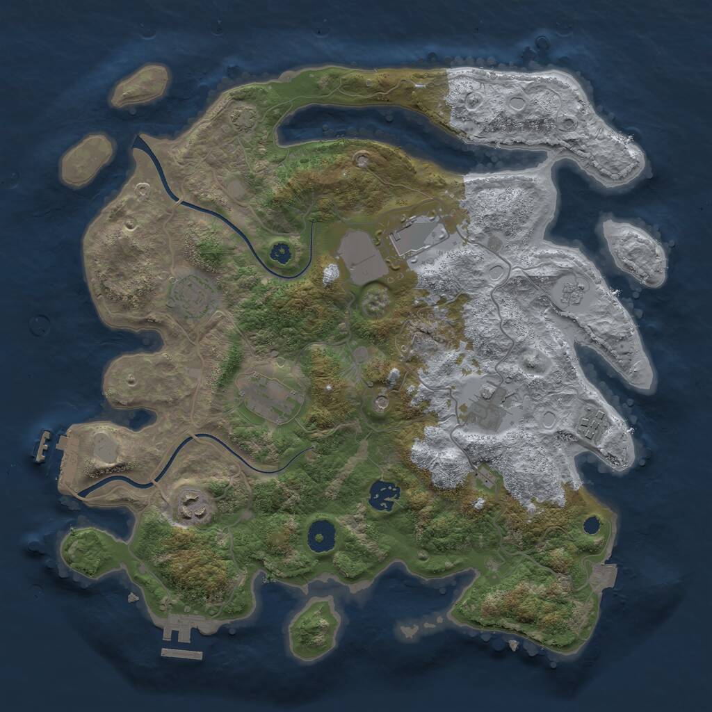 Rust Map: Procedural Map, Size: 3500, Seed: 1474377975, 13 Monuments