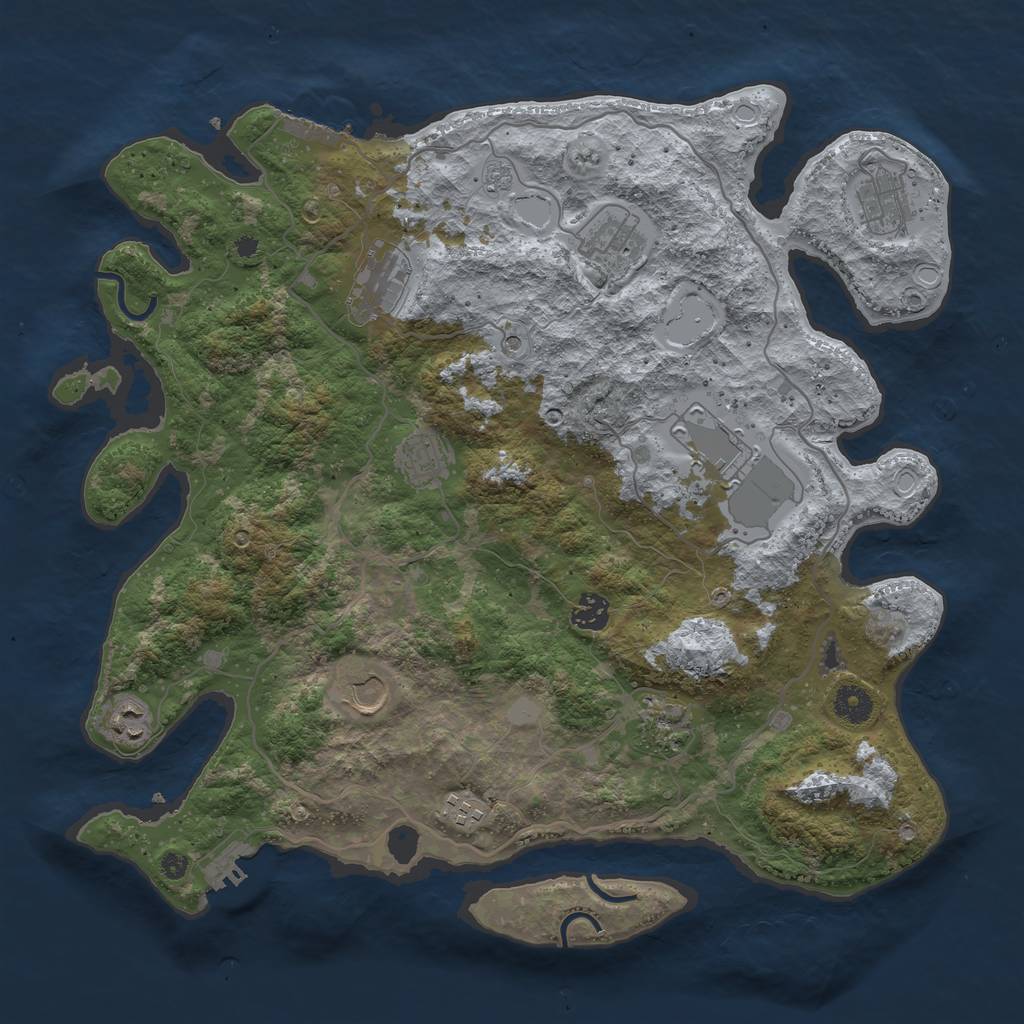 Rust Map: Procedural Map, Size: 4000, Seed: 773050346, 19 Monuments