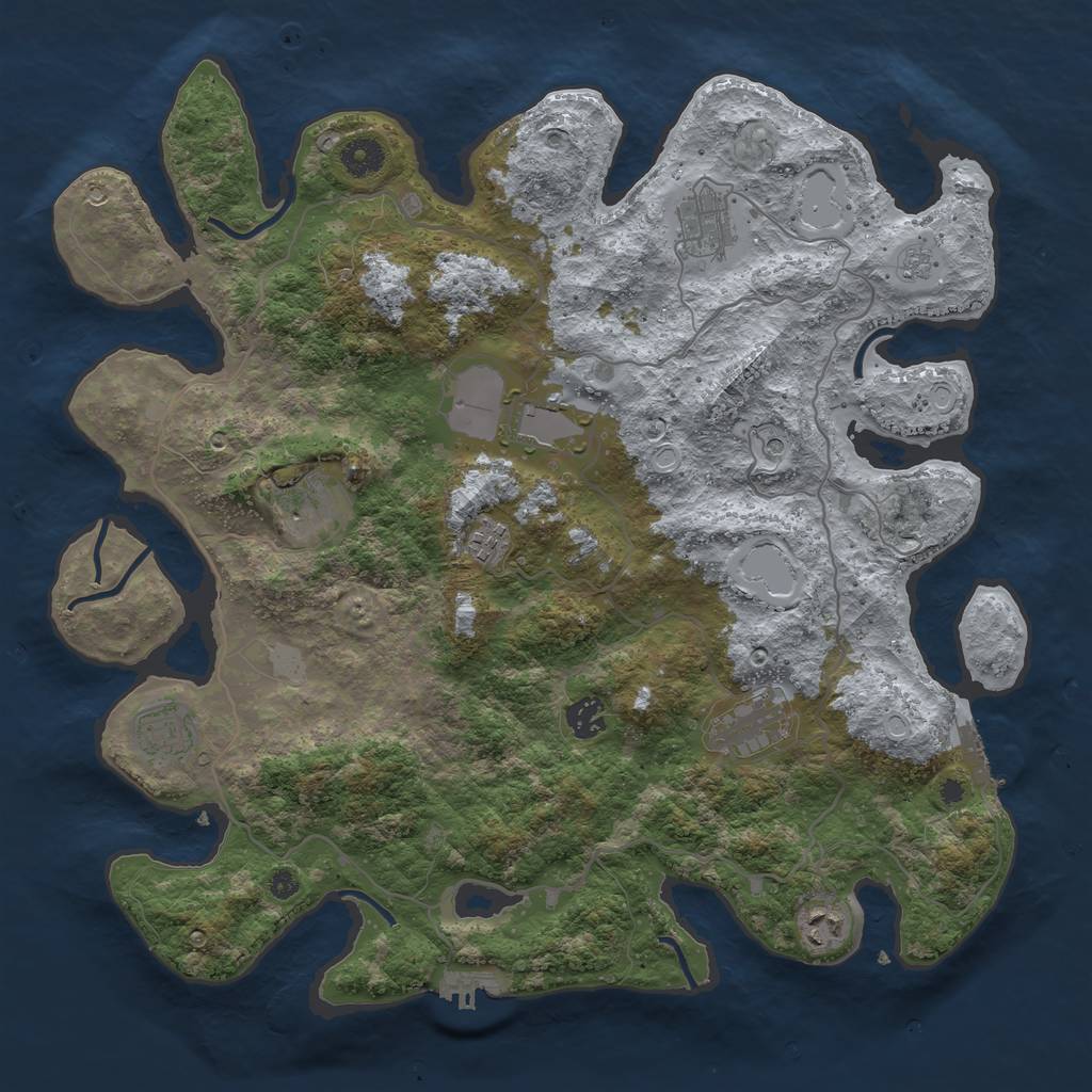 Rust Map: Procedural Map, Size: 4000, Seed: 221456, 17 Monuments