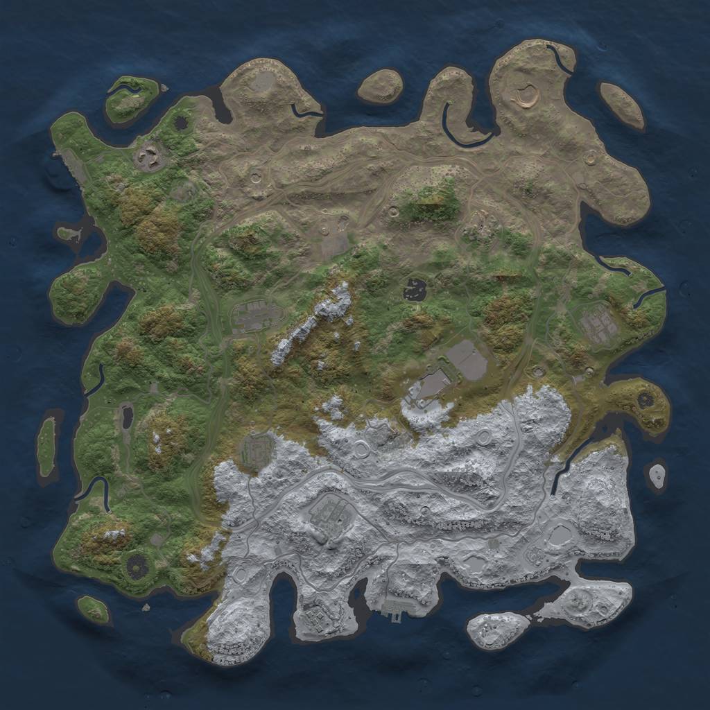 Rust Map: Procedural Map, Size: 4500, Seed: 1877512393, 20 Monuments
