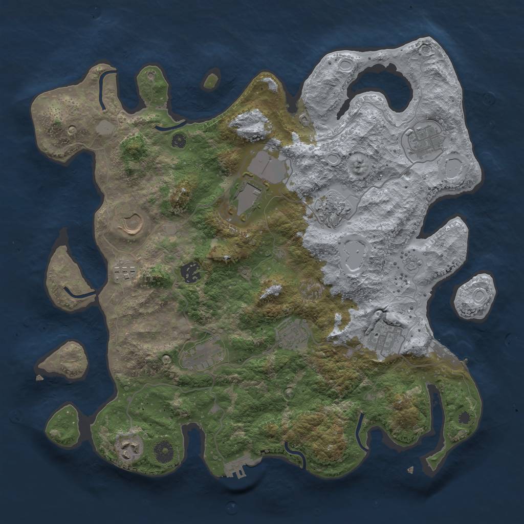 Rust Map: Procedural Map, Size: 3750, Seed: 48738, 18 Monuments