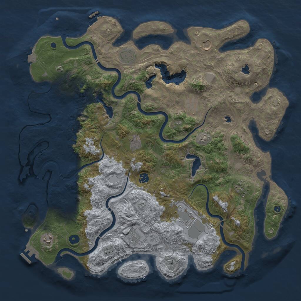 Rust Map: Procedural Map, Size: 4500, Seed: 721655, 16 Monuments