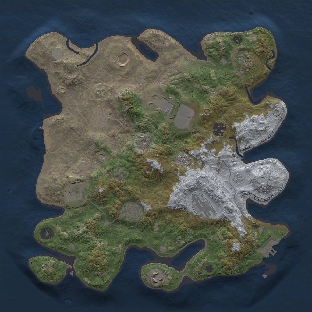 Rust Map: Procedural Map, Size: 3500, Seed: 1158408766, 19 Monuments