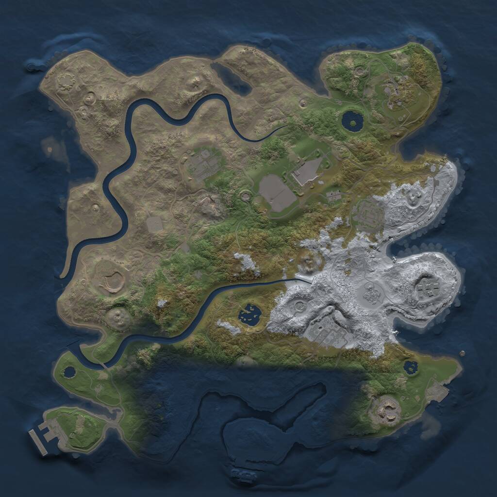 Rust Map: Procedural Map, Size: 3500, Seed: 1158408766, 15 Monuments