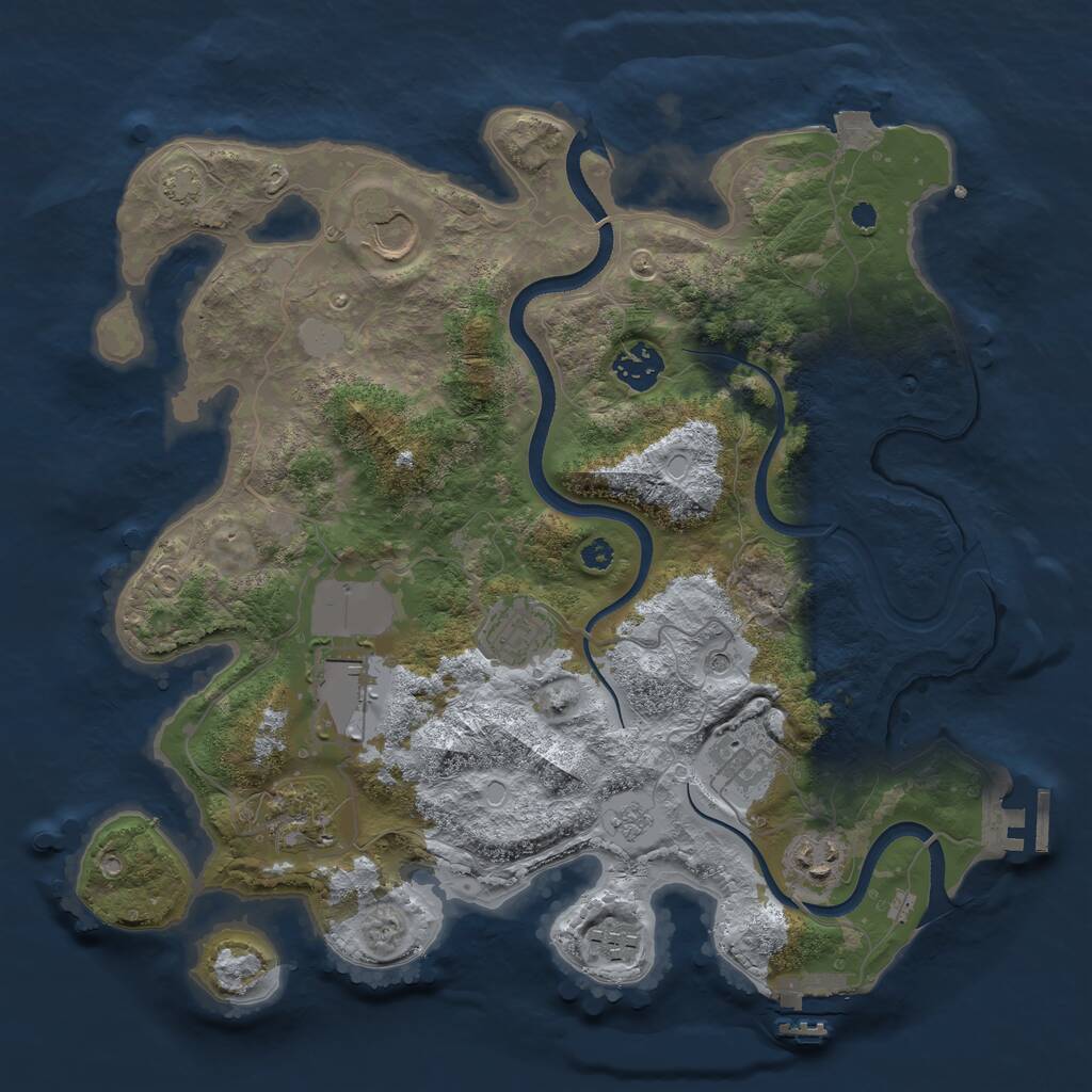 Rust Map: Procedural Map, Size: 3500, Seed: 754072403, 14 Monuments
