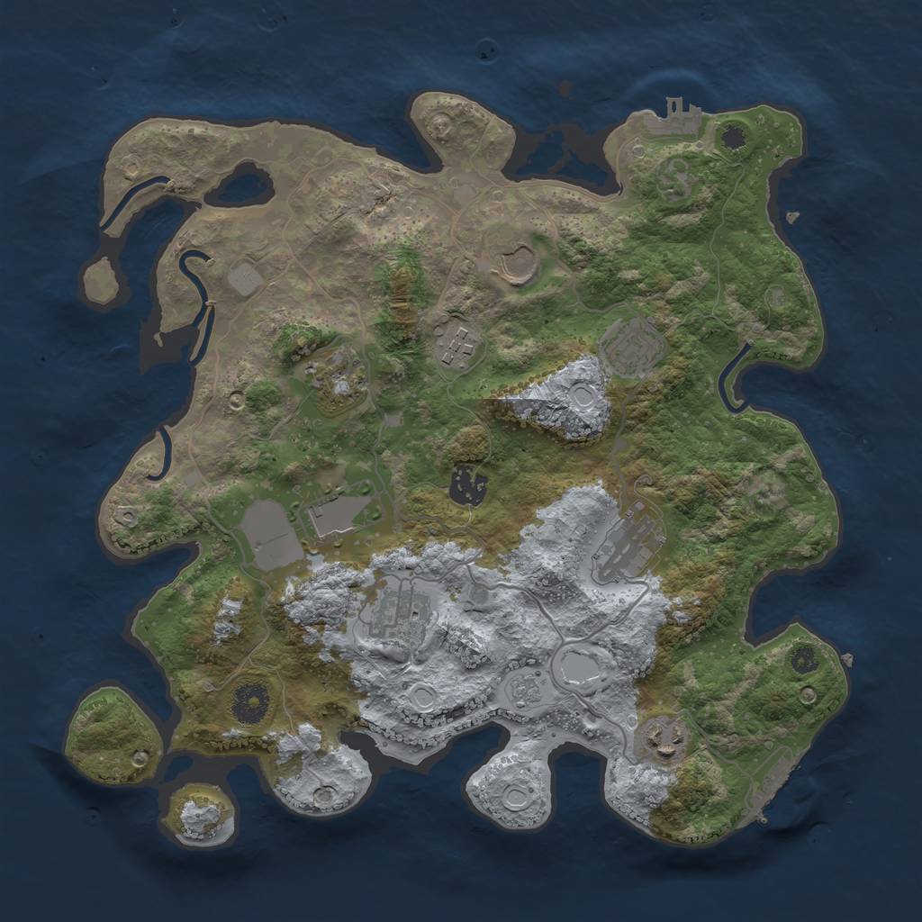 Rust Map: Procedural Map, Size: 3500, Seed: 754072403, 17 Monuments