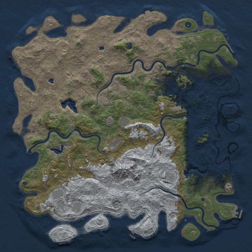 Rust Map: Procedural Map, Size: 6000, Seed: 49375190, 17 Monuments