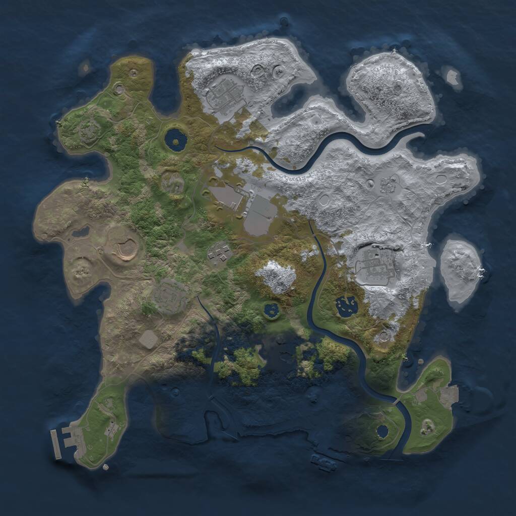 Rust Map: Procedural Map, Size: 3500, Seed: 308031630, 14 Monuments