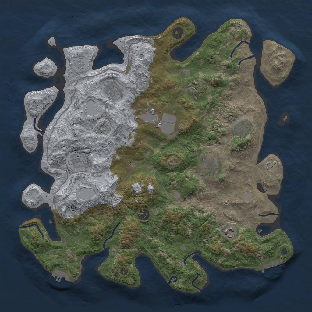 Rust Map: Procedural Map, Size: 4000, Seed: 9873, 18 Monuments