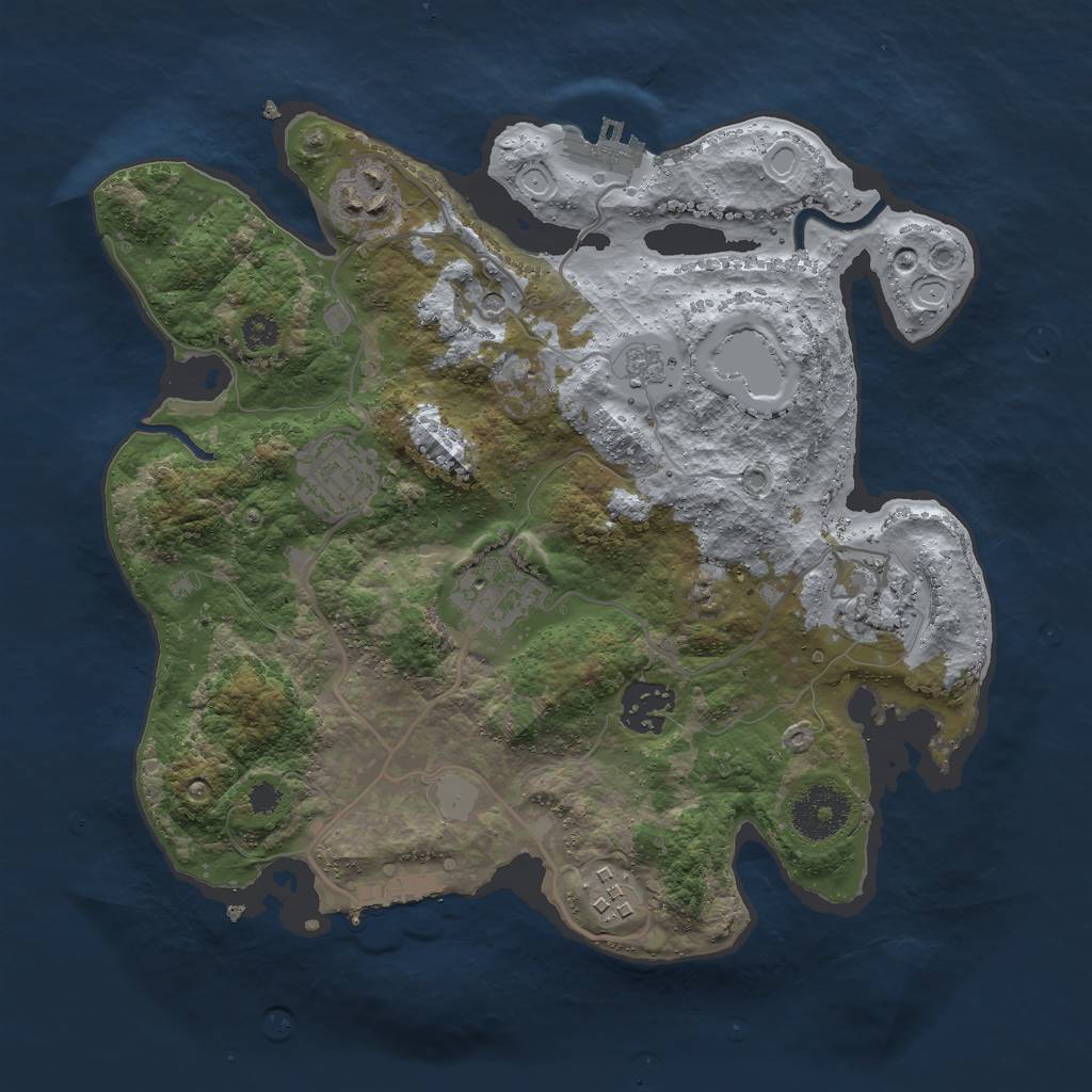 Rust Map: Procedural Map, Size: 3000, Seed: 1242855190, 15 Monuments