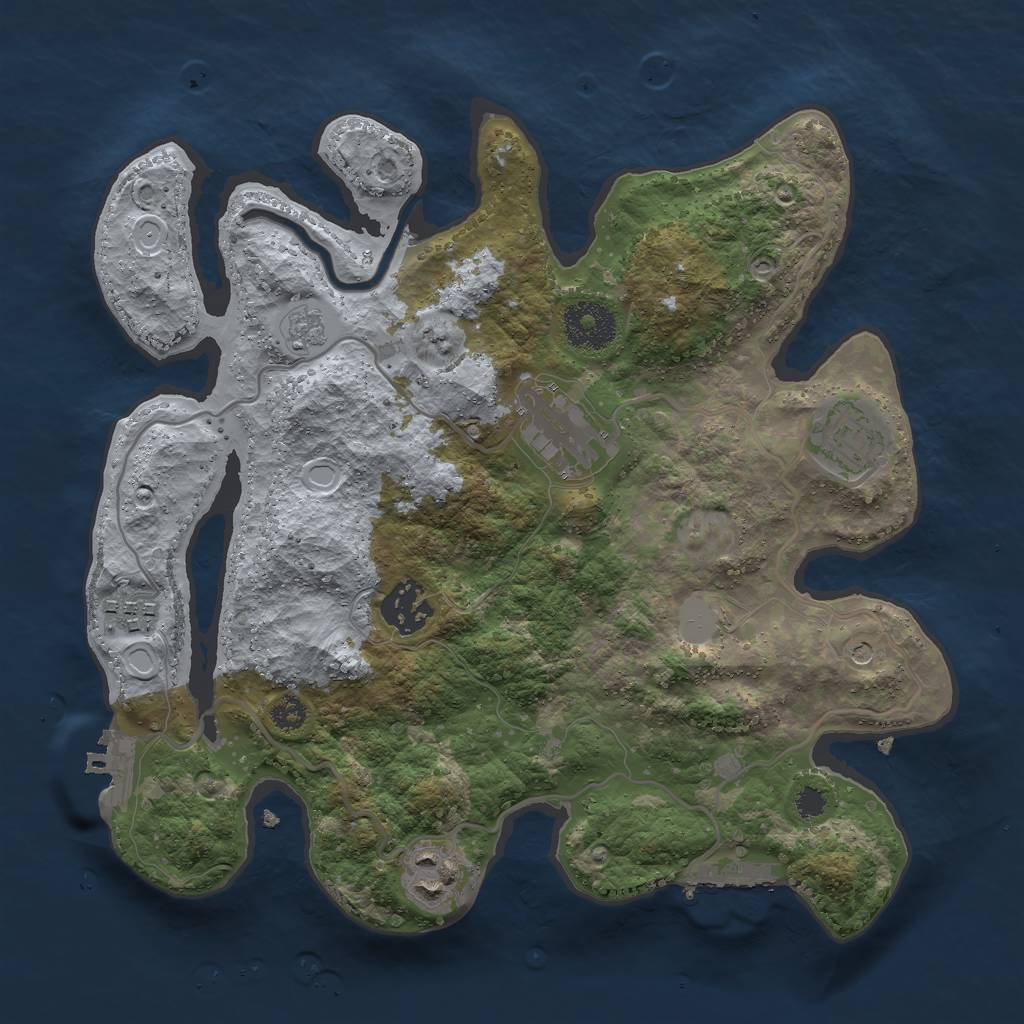 Rust Map: Procedural Map, Size: 3000, Seed: 2837061, 14 Monuments
