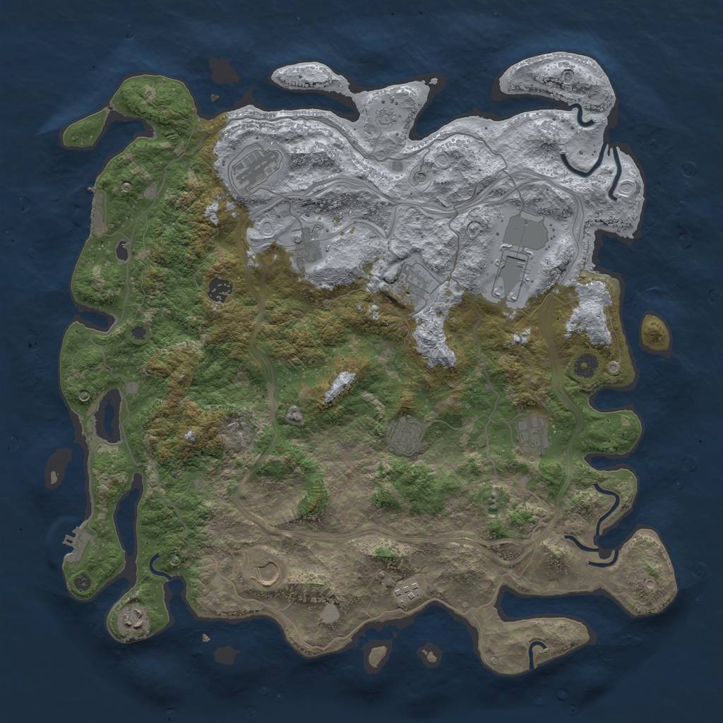 Rust Map: Procedural Map, Size: 4500, Seed: 1571784842, 19 Monuments