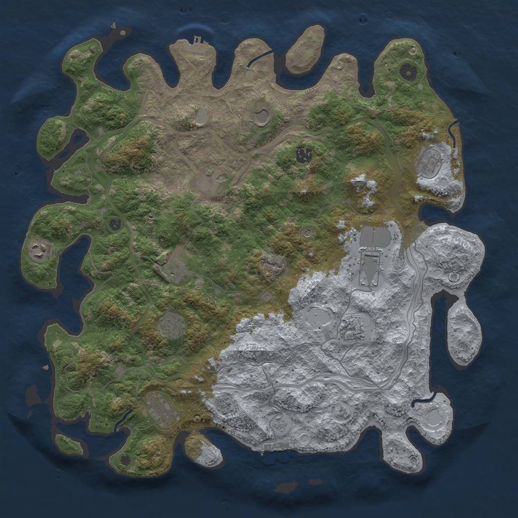 Rust Map: Procedural Map, Size: 4500, Seed: 1857124624, 20 Monuments