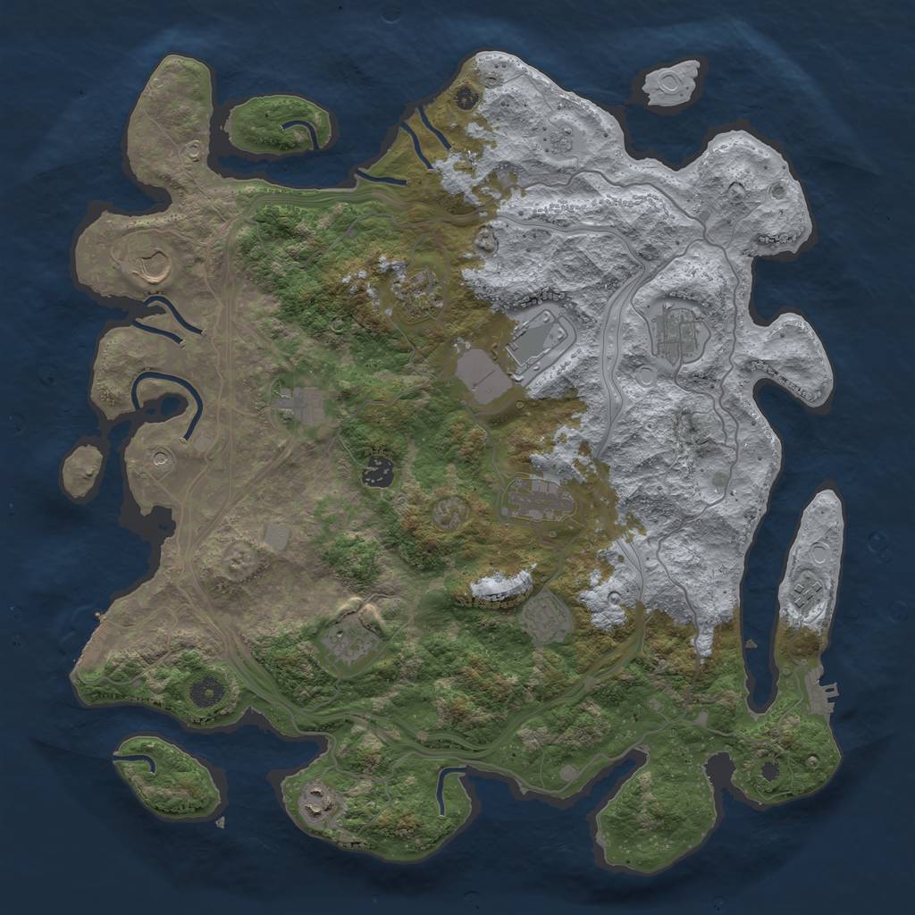 Rust Map: Procedural Map, Size: 4250, Seed: 2063932627, 20 Monuments