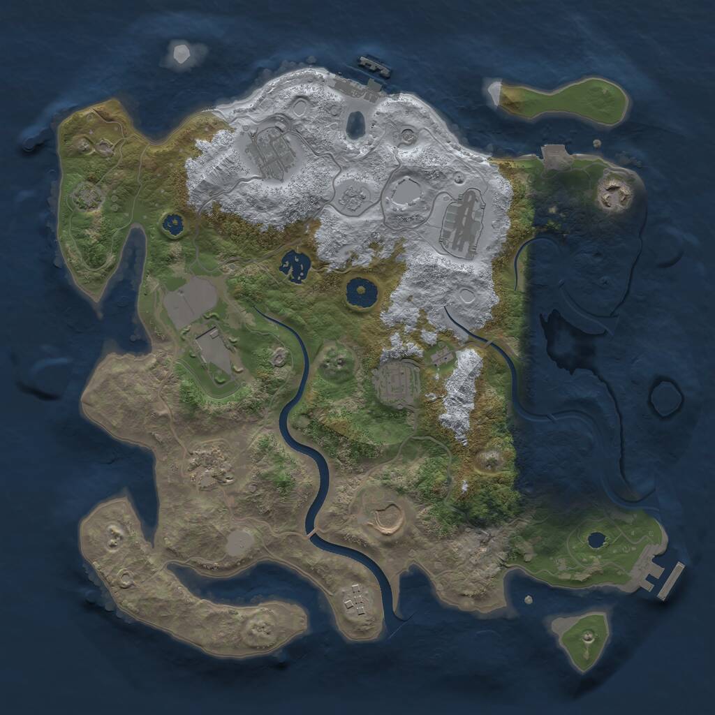 Rust Map: Procedural Map, Size: 3500, Seed: 1260515414, 15 Monuments