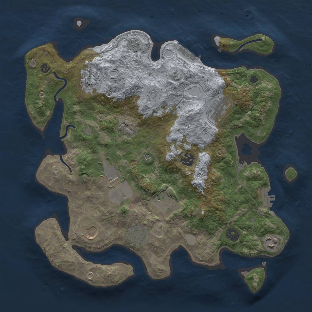 Rust Map: Procedural Map, Size: 3500, Seed: 1260515414, 16 Monuments