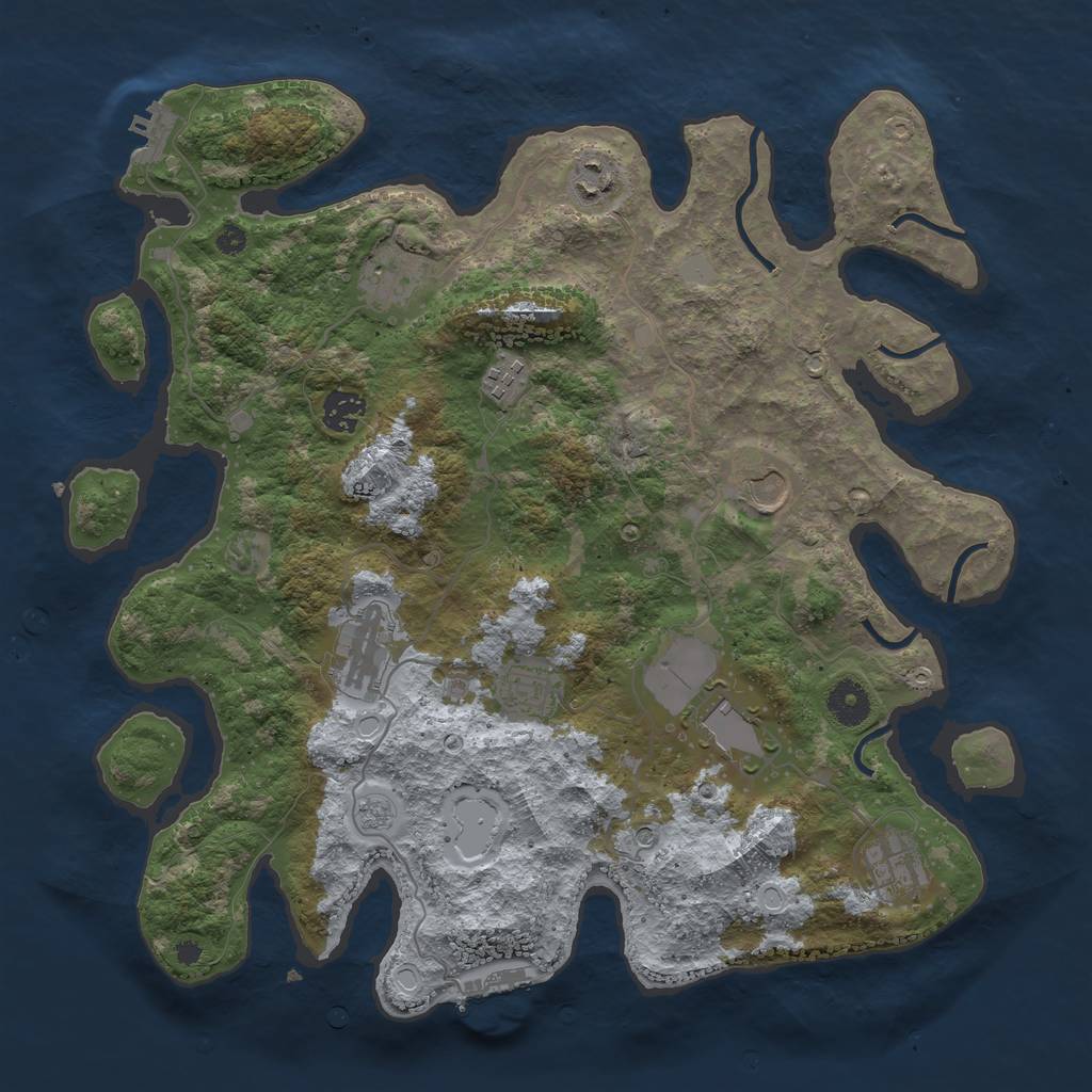 Rust Map: Procedural Map, Size: 3800, Seed: 1581454246, 18 Monuments