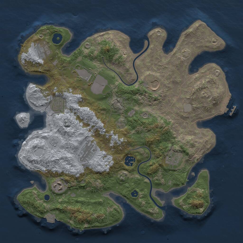 Rust Map: Procedural Map, Size: 3500, Seed: 431972276, 13 Monuments