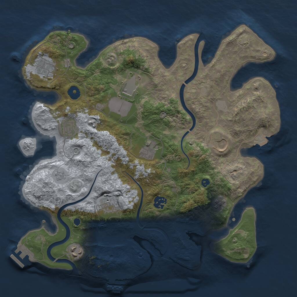 Rust Map: Procedural Map, Size: 3500, Seed: 431972276, 15 Monuments