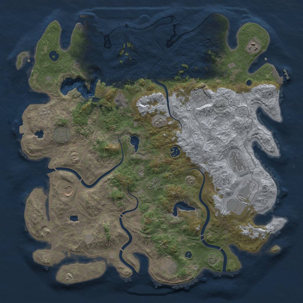 Rust Map: Procedural Map, Size: 4500, Seed: 1816239874, 17 Monuments