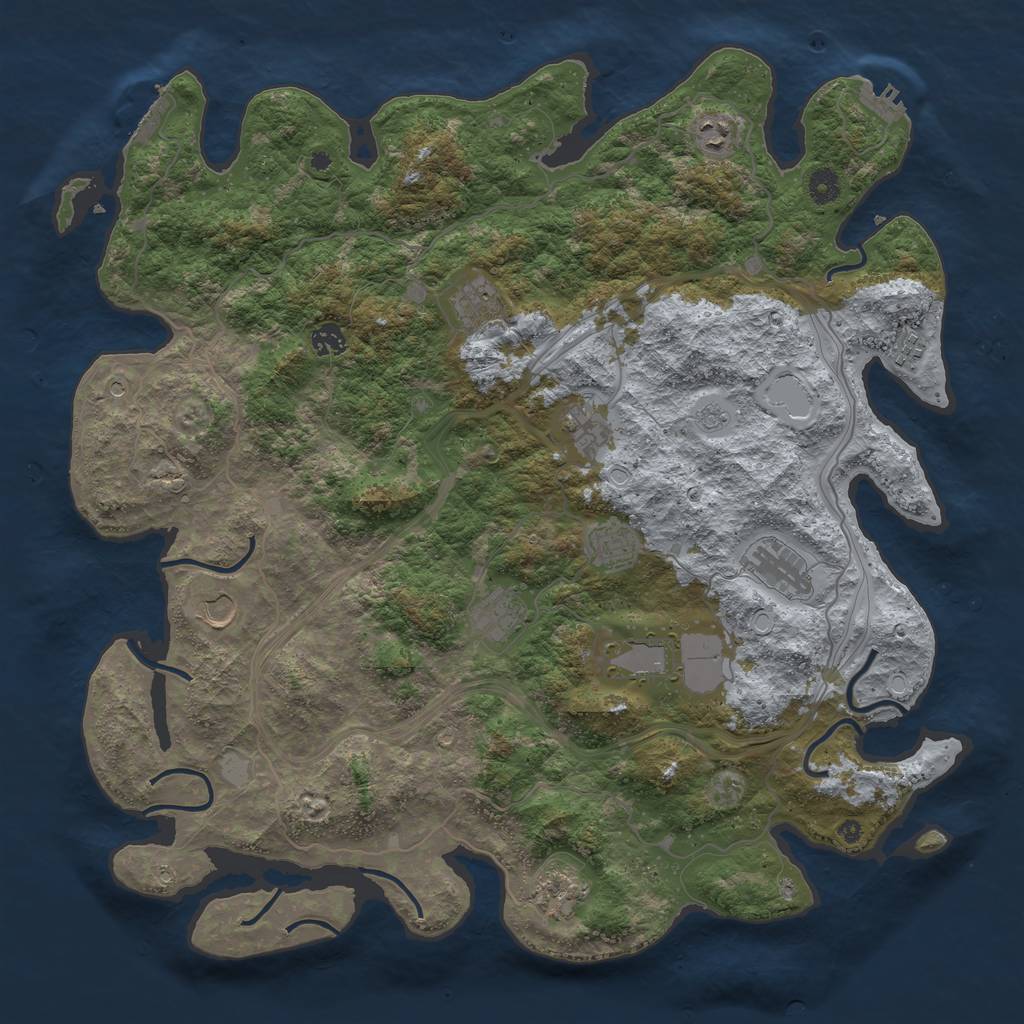 Rust Map: Procedural Map, Size: 4500, Seed: 1816239874, 20 Monuments