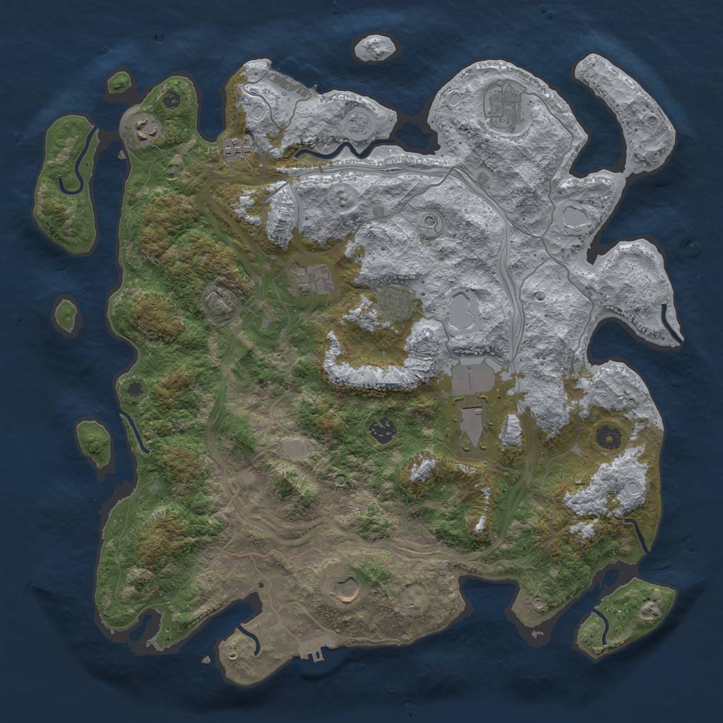 Rust Map: Procedural Map, Size: 4300, Seed: 700706525, 17 Monuments