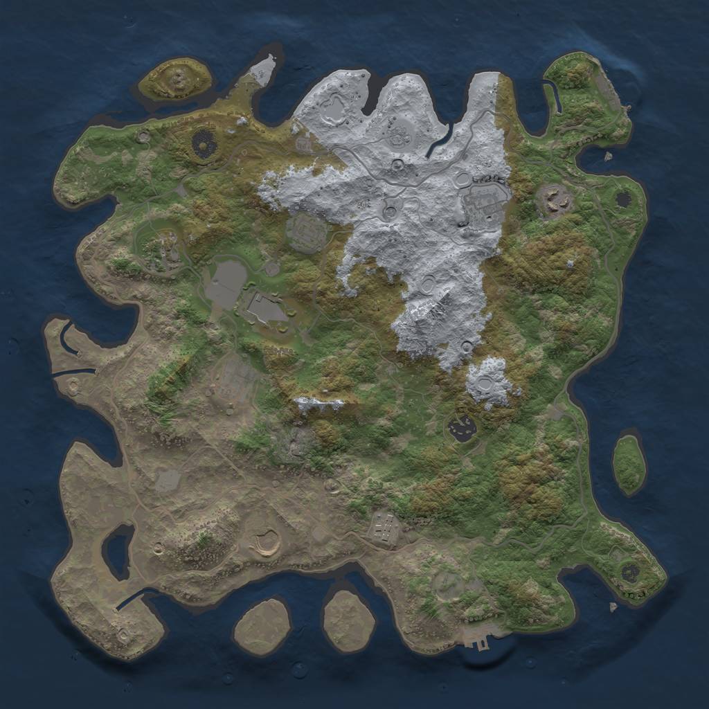 Rust Map: Procedural Map, Size: 4000, Seed: 638093240, 18 Monuments