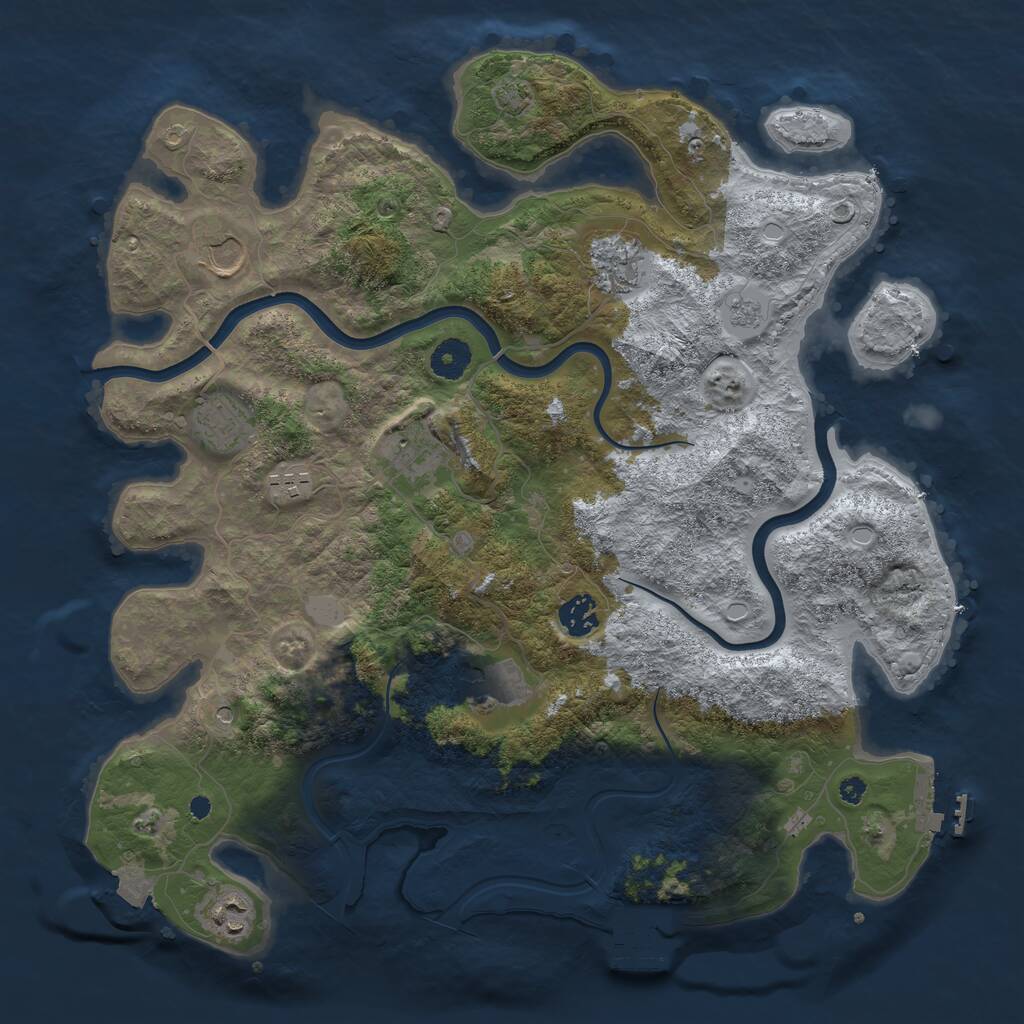 Rust Map: Procedural Map, Size: 3850, Seed: 171753888, 14 Monuments