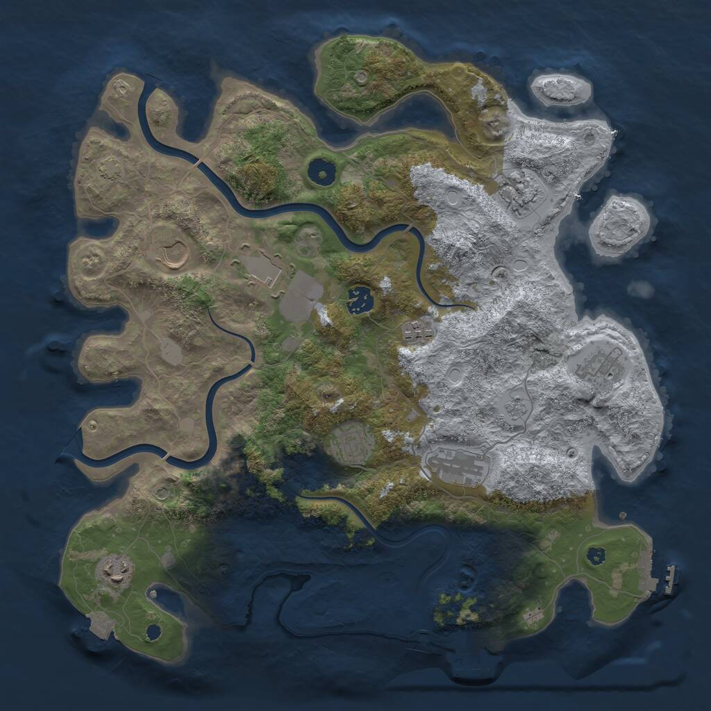 Rust Map: Procedural Map, Size: 3850, Seed: 171753888, 15 Monuments