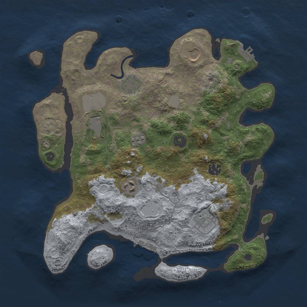 Rust Map: Procedural Map, Size: 3500, Seed: 683293378, 16 Monuments