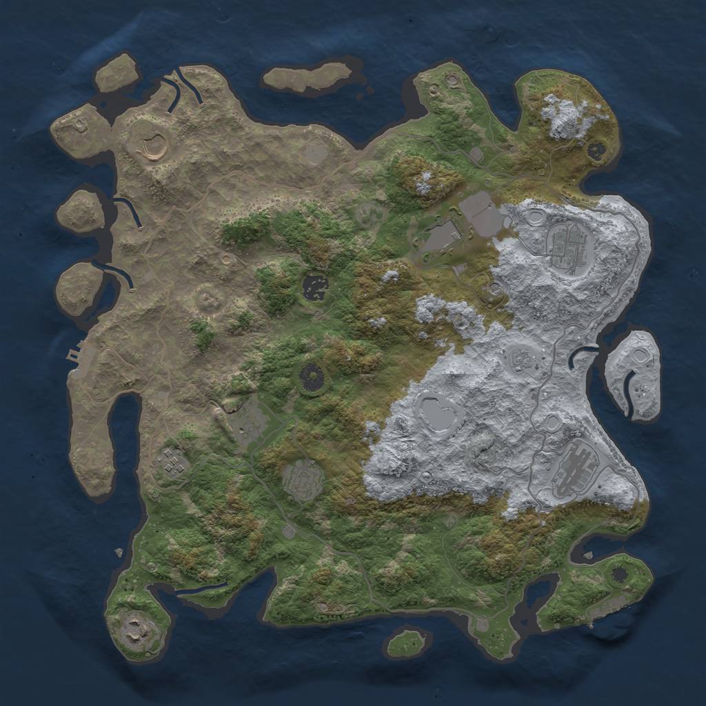 Rust Map: Procedural Map, Size: 4000, Seed: 1875594817, 18 Monuments
